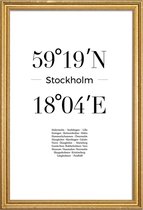JUNIQE - Poster met houten lijst Stockholm -13x18 /Wit & Zwart