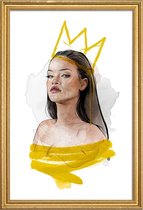 JUNIQE - Poster met houten lijst Rihanna -13x18 /Geel & Wit