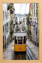 JUNIQE - Poster met houten lijst Yellow Tram -13x18 /Geel