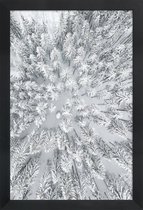 JUNIQE - Poster in houten lijst Snowy Forests -20x30 /Grijs & Wit