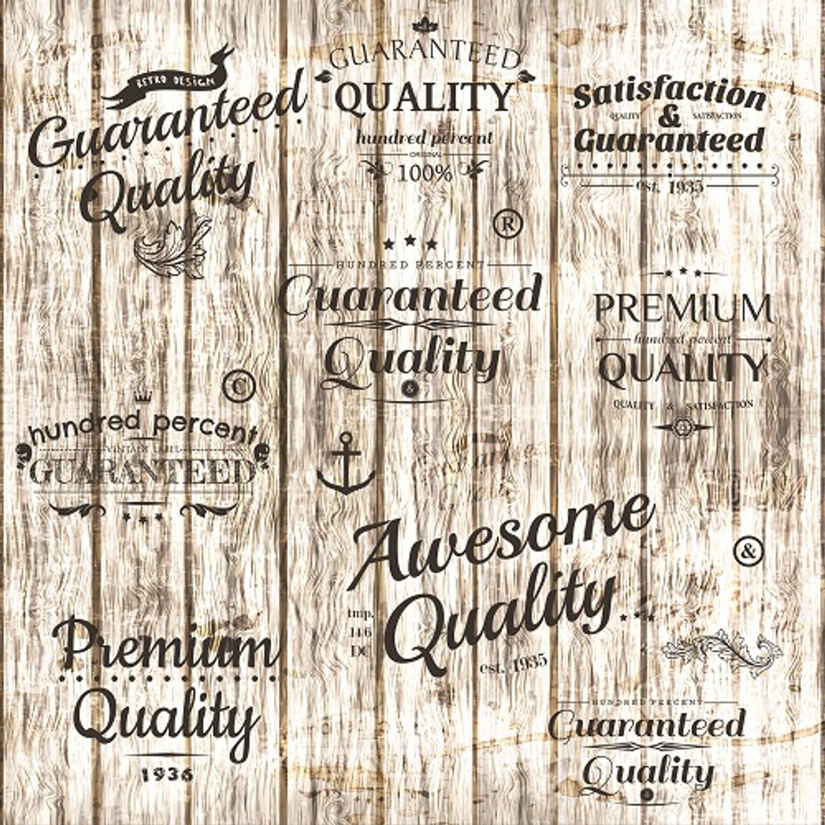 Crearreda Muurstickers Awesome Quality 30x30cm Eva Beige 3 Stuks