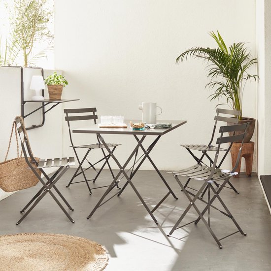 Tuintafel bistrot opvouwbaar - Emilia rechthoek antraciet- Rechthoek tafel  110x70cm | bol.com