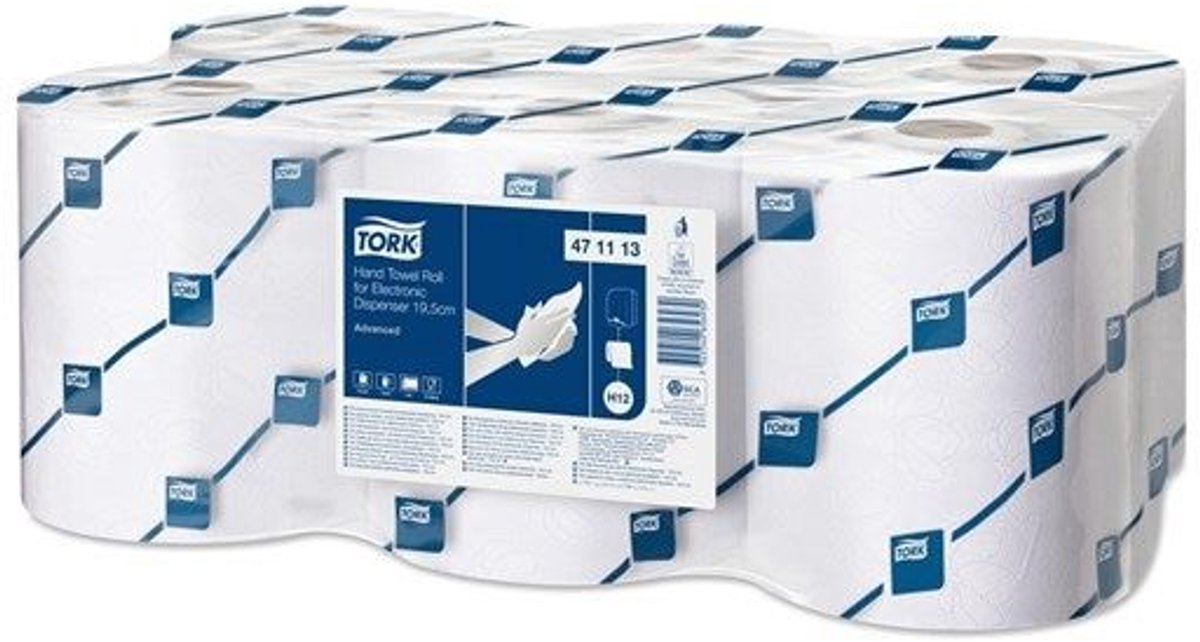 Goedkoopste Tork 471113 Hand towel roll H12 for elec disp 2-lgs wit 144,3 mtr x 19,3 cm pak à 6 rol (471113