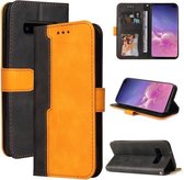 Voor Samsung Galaxy S10+ Zakelijke Stiksels-Kleur Horizontale Flip PU Lederen Case met Houder & Kaartsleuven & Fotolijst (Oranje)