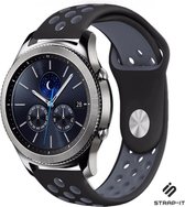 Siliconen Smartwatch bandje - Geschikt voor  Samsung Gear S3 Classic & Frontier sport band - zwart/grijs - Strap-it Horlogeband / Polsband / Armband