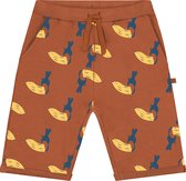 Smitten Organic Unisex Bermuda in Ginger Spice kleur met all-over toucan-bananenprint