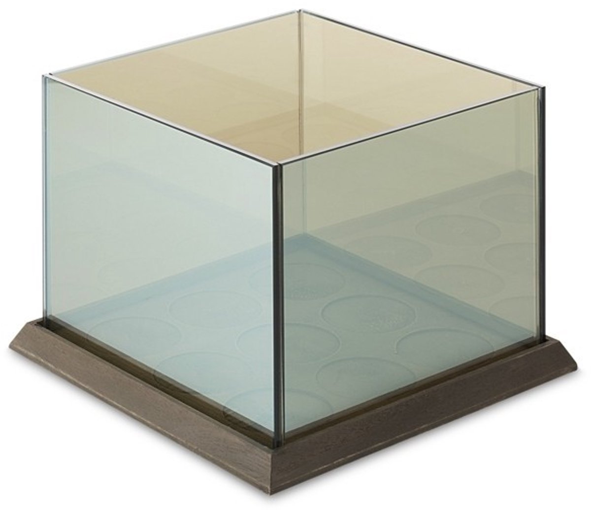 LIFA LIVING Moderne Kaarsenhouder, Glazen Theelichthouder, Kaarsenstandaard voor 9 Kaarsen, Industriële Tafeldecoratie voor Woonkamer, Slaapkamer, 20 x 20 15.5 cm