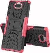 Sony Xperia 10 Hoesje - Mobigear - Tire Serie - Hard Kunststof Backcover - Zwart / Roze - Hoesje Geschikt Voor Sony Xperia 10