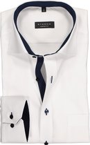 ETERNA comfort fit overhemd - fijn Oxford heren overhemd - wit (blauw gestipt contrast) - Strijkvrij - Boordmaat: 46