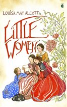 Couverture du livre 'Little Women' montrant quatre jeunes filles en habits d'époque autour d'un livre ouvert, entourées de branches fleuries.