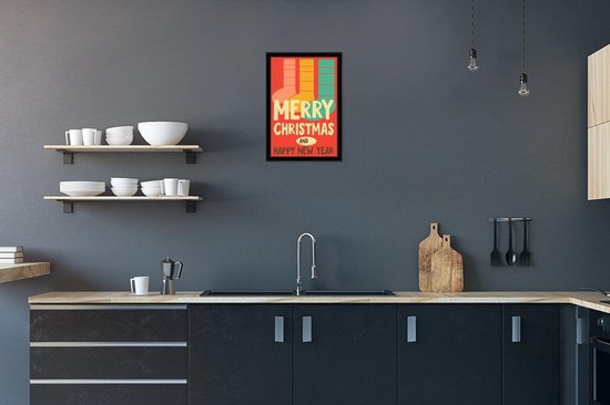 Illustration de Noël de chaussettes avec la citation Joyeux Noël et Happy Année 20x30 cm - petit