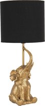 Clayre & Eef Lampe de table Éléphant Ø 20x46 cm Couleur or Noir Plastique Lampe de bureau