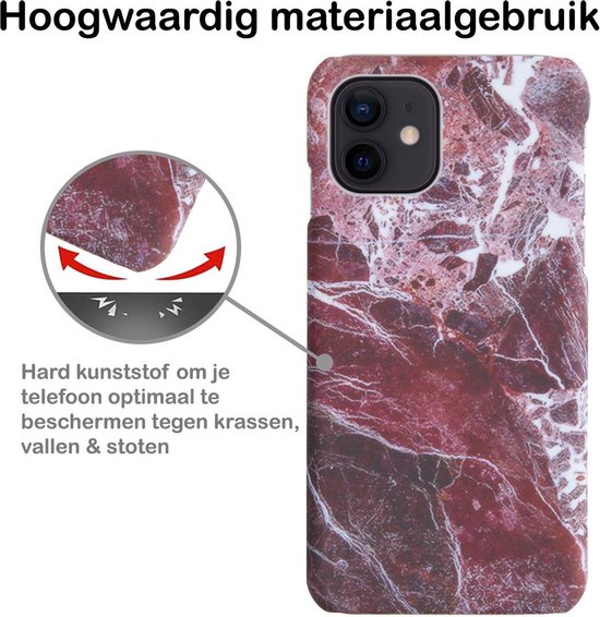 Coque iPhone 11 Marble Hardcover Fashion Case Sleeve - Coque iPhone 11 Marble Coque Rigide - Rouge x Wit