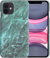 Hoes voor iPhone 11 Hoesje Marmer Case Hard Cover - Hoes voor iPhone 11 Case Marmer Hoesje Back Cover - Groen - 2 Stuks