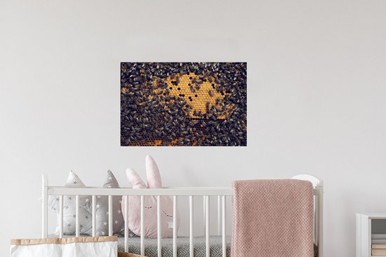 Sticker Muursticker Abeilles - nid d'abeille nid d'abeille - 60x40 cm - film autocollant - sticker mural repositionnable