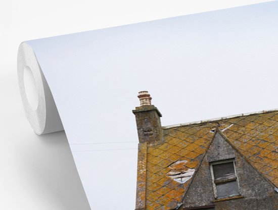 Papier peint photo peint photo vinyle - Bâtiment abandonné symétrique largeur 390 cm x hauteur 260 cm - Tirage photo sur papier peint (disponible en 7 tailles)