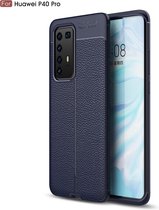 Voor Huawei P40 Pro Litchi Texture TPU schokbestendig hoesje (marineblauw)