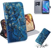 Abrikoos Bloempatroon Gekleurde Tekening Horizontale Flip Leren Case voor Asus Zenfone Max (M1) ZB555KL, met houder & kaartsleuven & portemonnee