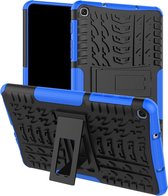 Tire Texture TPU + PC Shockproof Case voor Galaxy Tab A 8 (2019) P200 / P205, met houder (blauw)