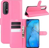 Voor OPPO Reno 3 Pro Litchi Texture Horizontal Flip PU lederen beschermhoes met houder & kaartsleuven & portemonnee (Rose Red)