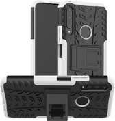 Voor Huawei Y9 Prime Tire Texture Shockproof TPU + PC beschermhoes met houder (wit)