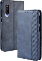 Magnetische gesp Retro Crazy Horse Texture Horizontale Flip Leather Case voor Xiaomi Mi CC9 / Xiaomi Mi CC9mt Meitu Edition, met houder & kaartsleuven & fotolijst (blauw)