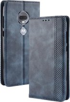 Magnetische gesp Retro Texture Horizontale Flip Leather Case voor Motorola Moto G7, met houder & kaartsleuven & portemonnee (blauw)