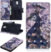 3D gekleurde tekening patroon horizontale Flip Leather Case voor Nokia 3.1, met houder & kaartsleuven & portemonnee (Peacock)