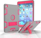 Voor iPad 9.7 (2017) schokbestendige pc + siliconen beschermhoes, met houder (grijze roos)