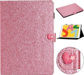 Voor iPad Air Love Buckle Glitter horizontale flip lederen tas met houder en kaartsleuven (roze)