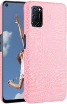 Voor Oppo A92 / A52 / A72 Shockproof Crocodile Texture PC + PU Case (roze)