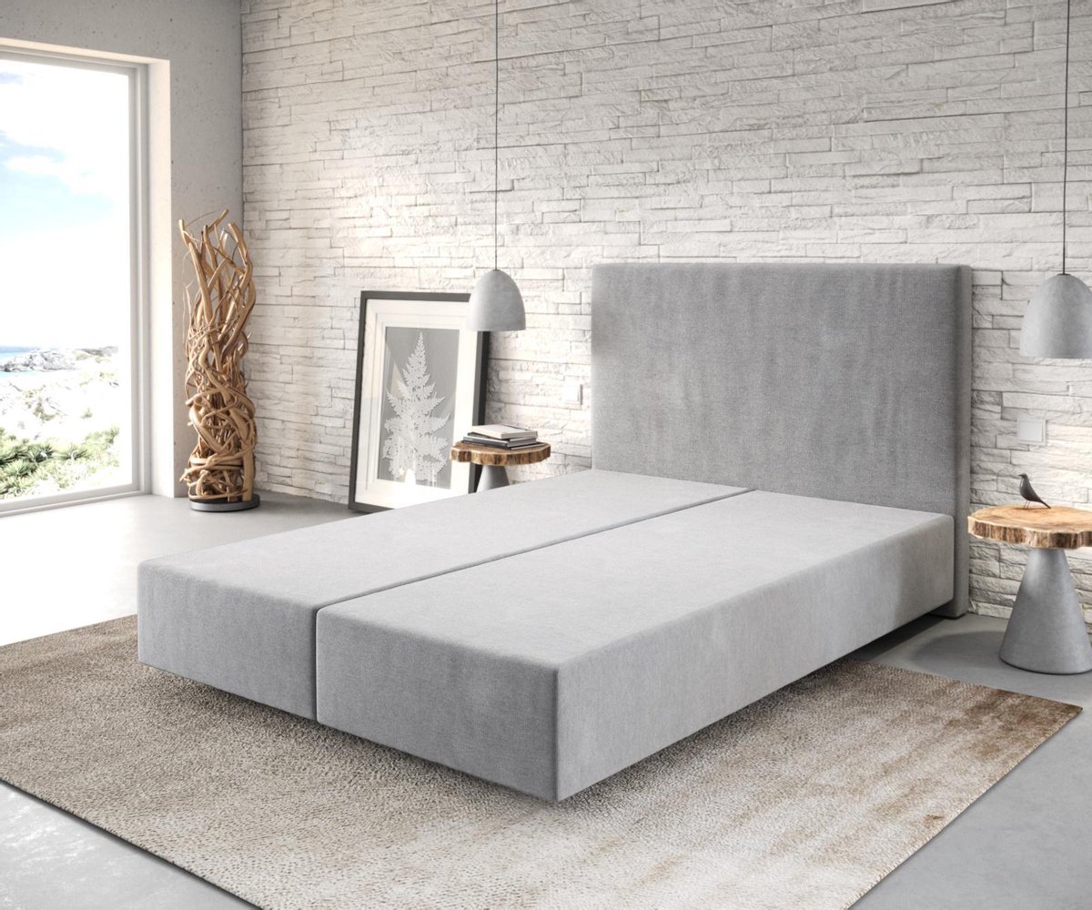 Boxspring frame Dream-Well Grijs 140x200 cm Mikrofaser Beddengoed