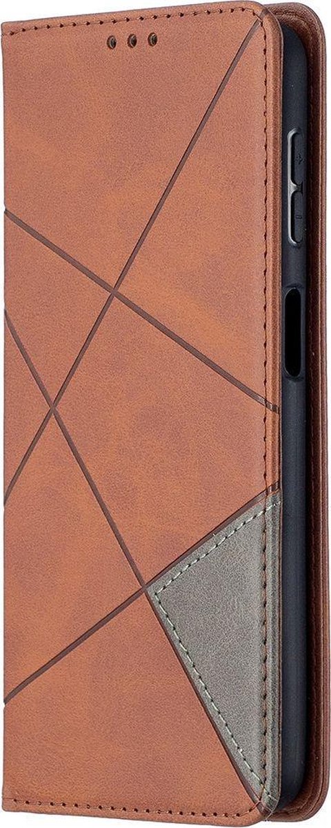 Mobigear Telefoonhoesje geschikt voor Samsung Galaxy A32 5G Hoesje | Mobigear Rhombus Slim Bookcase | Pasjeshouder voor 2 Pasjes | Telefoonhoesje voor Pinpas / OV Kaart / Rijbewijs - Bruin
