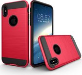 Apple iPhone Xs Hoesje - Mobigear - Brushed Serie - Hard Kunststof Backcover - Rood - Hoesje Geschikt Voor Apple iPhone Xs