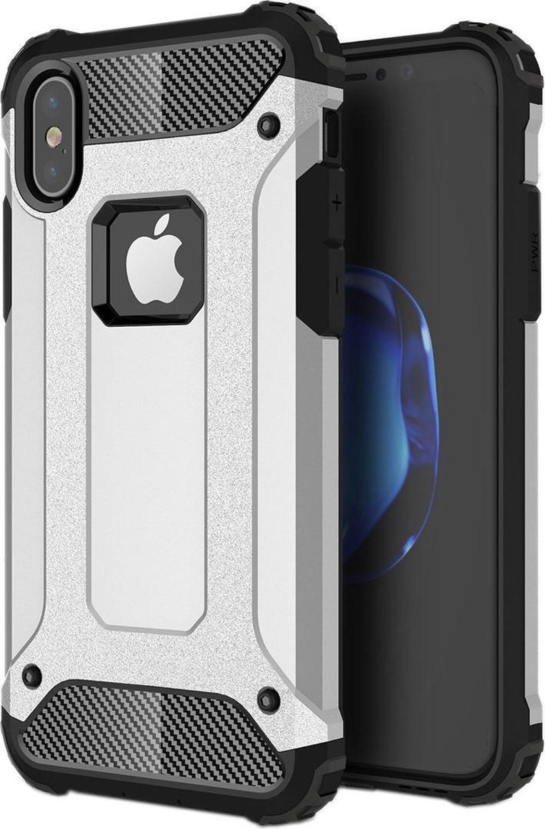 Mobigear Hoesje geschikt voor Apple iPhone XS Telefoonhoesje Hardcase | Mobigear Outdoor Backcover Shockproof | Schokbestendig iPhone XS Telefoonhoesje | Anti Shock Proof - Zilver