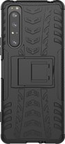Sony Xperia 1 II Hoesje - Mobigear - Tire Serie - Hard Kunststof Backcover - Zwart - Hoesje Geschikt Voor Sony Xperia 1 II