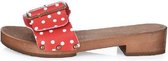 Houten sandalen rode stip polka dots met gesp -DINA kleppers - 40