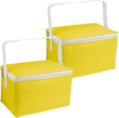Set van 2x stuks kleine koeltassen voor lunch geel 20 x 14 x 12 cm 3.5 liter - Koeltassen