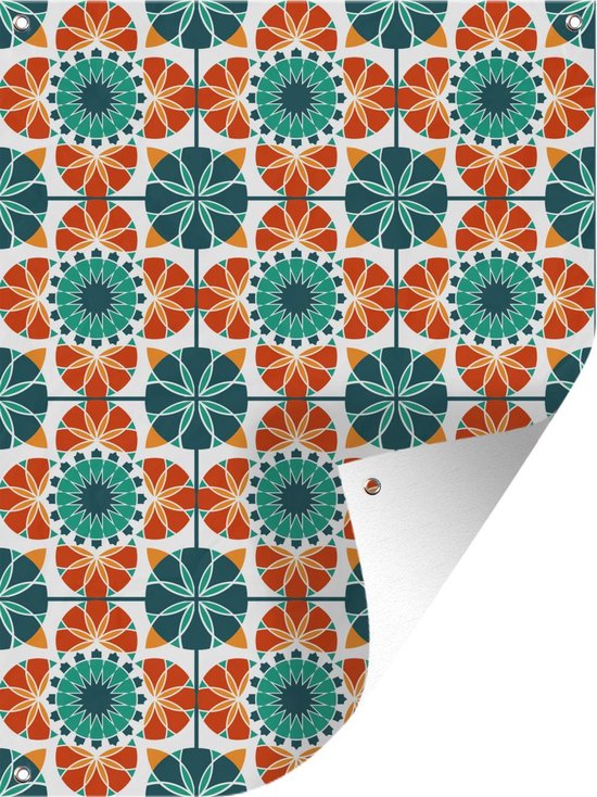 Tuin decoratie Een symmetrisch patroon van de Marokkaanse Mozaïek - 30x40 cm - Tuindoek - Buitenposter