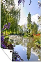 Couleurs avec reflet dans l'eau du jardin de Monet en France Affiche de jardin 80x120 cm - Toile de jardin / Toile d'extérieur / Peintures d'extérieur (décoration de jardin)
