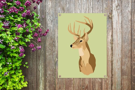 Une illustration d'une tête de cerf affiche de jardin 30x40 cm - petit - Toile de jardin / Toile d'extérieur / Peintures d'extérieur (décoration de jardin)