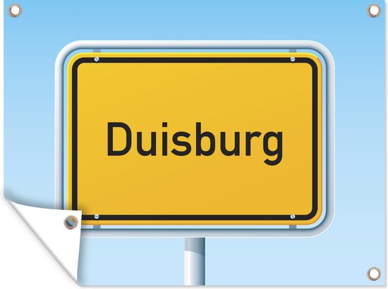 Tuin decoratie Een illustratie van een geel naambord van de Duitse stad Duisburg - 40x30 cm - Tuindoek - Buitenposter