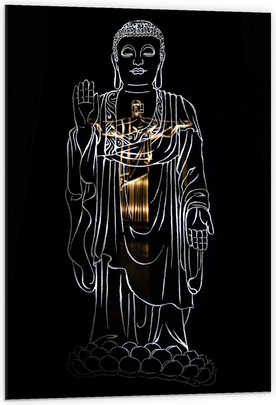 Dibond - Boeddhistische Geloof - 60x90cm Foto op Aluminium (Met Ophangsysteem)