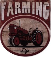 Clayre & Eef Tekstbord 50*56 cm Rood Ijzer Farming Wandbord Quote Bord Spreuk