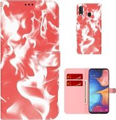 Voor Samsung Galaxy A10e / A20e Cloud Fog Pattern Horizontal Flip Leather Case met houder & kaartsleuf & portemonnee (rood)