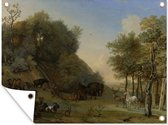 Tuinschilderij Orpheus en de dieren - Schilderij van Paulus Potter - 80x60 cm - Tuinposter - Tuindoek - Buitenposter