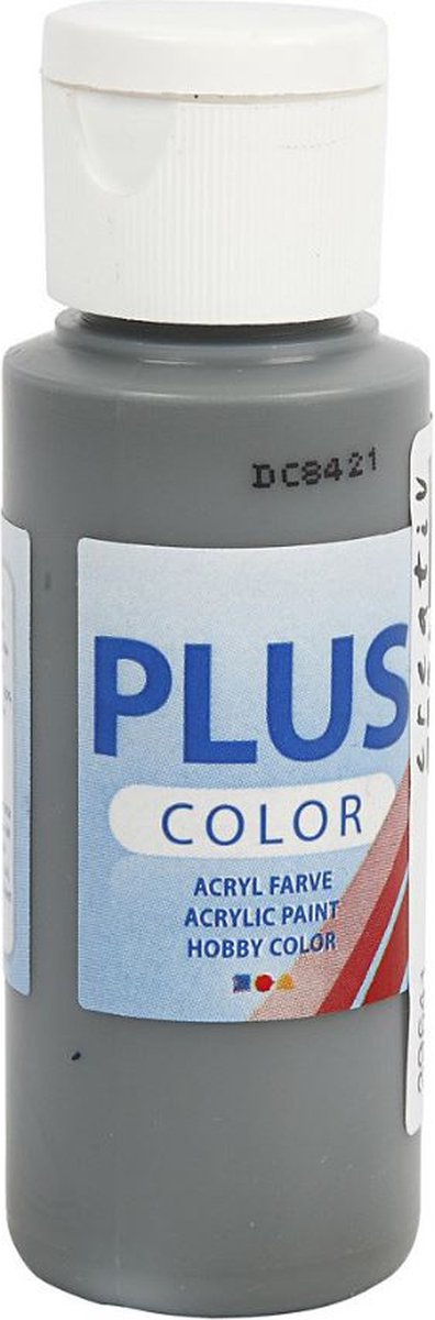 Acrylverf – Grijze Verf – Acrylaatverf – Acrylic paint – Hobbyverf – Sneldrogende Verf – Dekkende Verf – Waterbasis Verf – Hoogwaardige Decoratie Verf – Donker Grijs – Plus Color Verf – 60ml