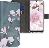 kwmobile telefoonhoesje voor Huawei P Smart (2019) - Hoesje met pasjeshouder in taupe / wit / blauwgrijs - Magnolia design
