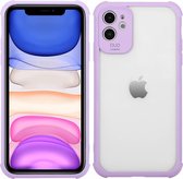iPhone SE 2020 Anti Shock Hoesje met Camera Bescherming - Back Cover Siliconen Case TPU Schokbestendig - Apple iPhone SE 2020 - Transparant / Paars