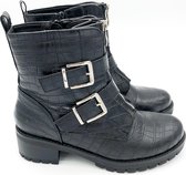 WELOVESHOES® Biker boots met Hak - Imitatieleer - Zwart - Maat 36